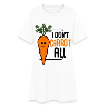Karotte mit Gesicht und Schrift - Frauen T-Shirt-Kleid - Weiß - Vorne