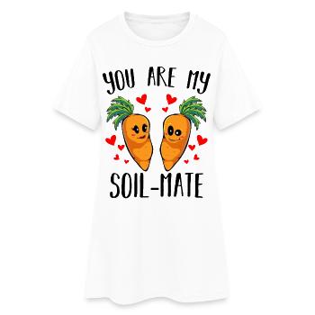 Duo Carotte Amoureux Câlin - Robe T-shirt Femme - blanc - Devant
