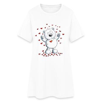Ours polaire avec des coeurs I Polar Bear Love - Robe T-shirt Femme - blanc - Devant