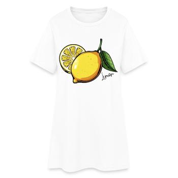 Citrus Glows : Citron jaune avec feuilles - Robe T-shirt Femme - blanc - Devant