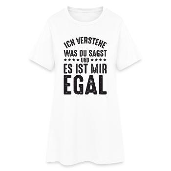 Ist mir Egal - Frauen T-Shirt-Kleid - Weiß - Vorne
