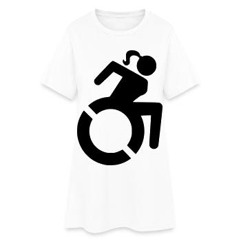 Femme en fauteuil roulant, roulette féminine, fauteuil roulant # - Robe T-shirt Femme - blanc - Devant