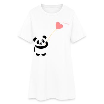 panda heart cute balloon bear big thick kusch - Women’s T-Shirt Dress - white - Front