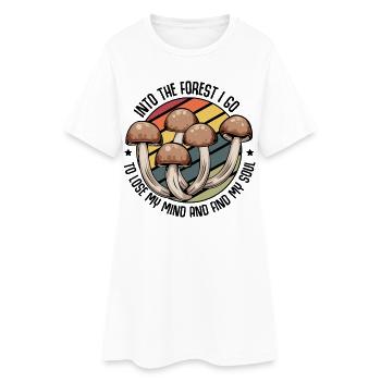 Retro Mushroom Trio in Rainbow Circle - Women’s T-Shirt Dress - white - Front
