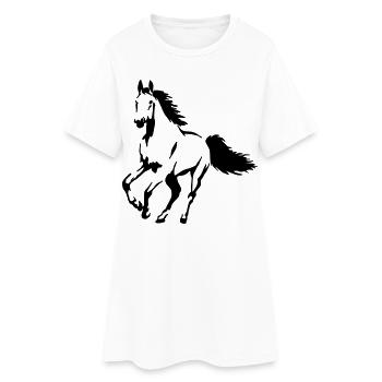 étalon - jument - poulain - cheval - Robe T-shirt Femme - blanc - Devant