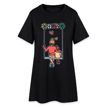Liebe und Geborgenheit Mutter und Tochter - Frauen T-Shirt-Kleid - Schwarz - Vorne