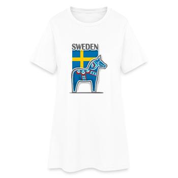 Suède Voyage Souvenir Landmark, drapeau suédois - Robe T-shirt Femme - blanc - Devant