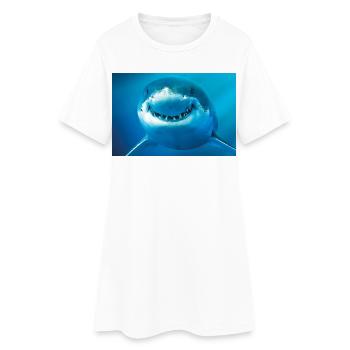 Requin souriant sous l’eau - Robe T-shirt Femme - blanc - Devant