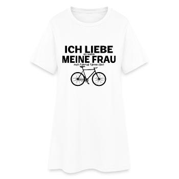 Fahrradfahrer ich liebe meine Frau - Frauen T-Shirt-Kleid - Weiß - Vorne