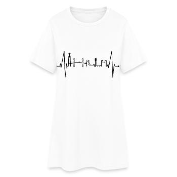 Lisbonne Skyline Heartbeat Portugal Love Lisboa - Robe T-shirt Femme - blanc - Devant