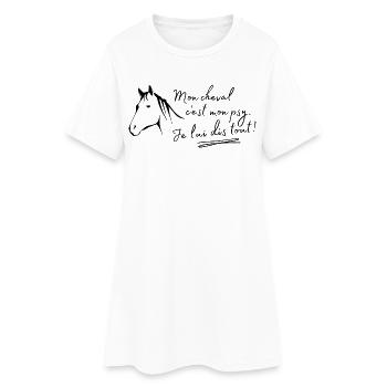 Mon cheval c'est mon psy Je lui dis tout - Robe T-shirt Femme - blanc - Devant