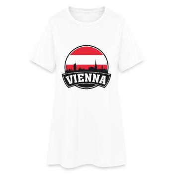 Souvenir du drapeau de l’Autriche de la silhouette de la ville de Vienne - Robe T-shirt Femme - blanc - Devant