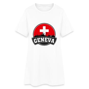 Geneva Switzerland Skyline Travel Souvenir Swiss F - Women’s T-Shirt Dress - white - Front