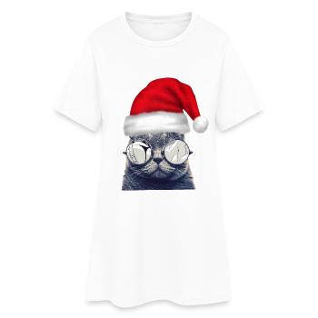 Lunettes de chat de Noël - Robe T-shirt Femme - blanc - Devant