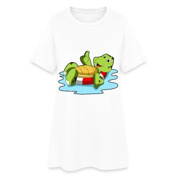 Schildkröte Schwimmen Schwimmring Sommer - Frauen T-Shirt-Kleid - Weiß - Vorne