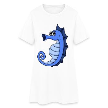 Seepferd - Frauen T-Shirt-Kleid - Weiß - Vorne