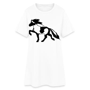 Icelandic Horse Tick 7, Pinto Riding Icelandic - Women’s T-Shirt Dress - white - Front