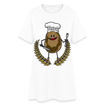 Patate cuisine cuisine restaurant - Robe T-shirt Femme - blanc - Devant