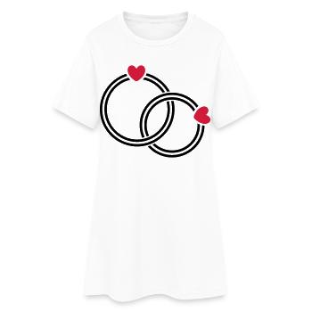wedding rings - Women’s T-Shirt Dress - white - Front