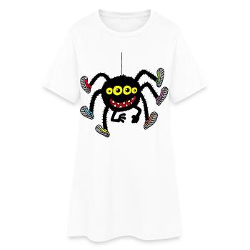 Araignée en chaussures multicolores - Robe T-shirt Femme - blanc - Devant