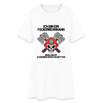 Feuerwehrmann - Frauen T-Shirt-Kleid - Weiß - Vorne