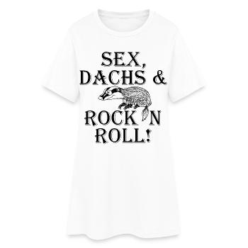Sex Dachs Rock'n'Roll - Frauen T-Shirt-Kleid - Weiß - Vorne