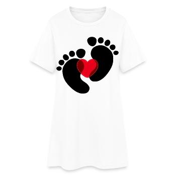 Coeur Enceinte Pieds bébé - Robe T-shirt Femme - blanc - Devant