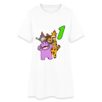 1er anniversaire t-shirt de la jungle - Robe T-shirt Femme - blanc - Devant