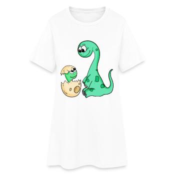Dinosaures avec bébé dinosaures - Robe T-shirt Femme - blanc - Devant