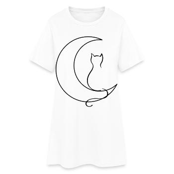 Moon Cat - Frauen T-Shirt-Kleid - Weiß - Vorne