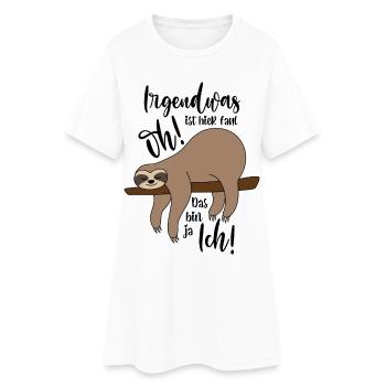 Faultier Irgendwas ist hier faul - Frauen T-Shirt-Kleid - Weiß - Vorne