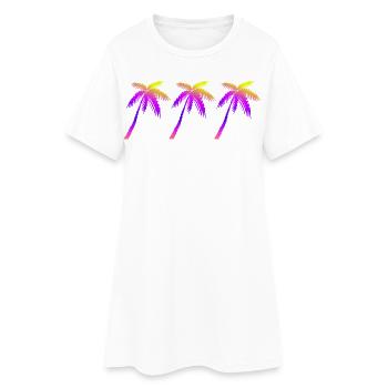 Palmen - Frauen T-Shirt-Kleid - Weiß - Vorne