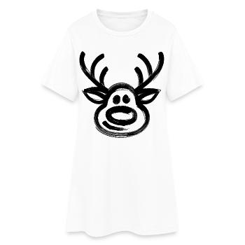 Noël Rennier visage Cerf - Robe T-shirt Femme - blanc - Devant