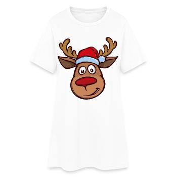 Noël renne visage - Robe T-shirt Femme - blanc - Devant