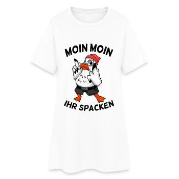 Freche Möwe - Moin Moin Ihr Spacken - Frauen T-Shirt-Kleid - Weiß - Vorne