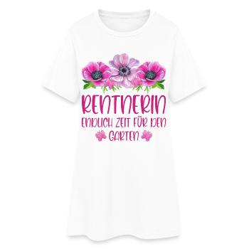 Rentnerin Rente Blumen Endlich Zeit für den Garten - Frauen T-Shirt-Kleid - Weiß - Vorne