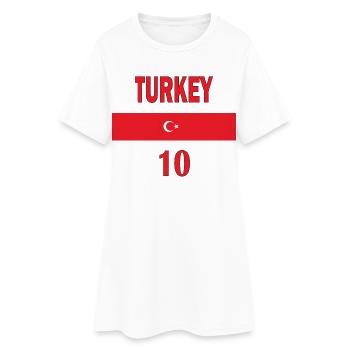 Türkische Fußballmannschaft Nummer zehn Sportgeschenk - Frauen T-Shirt-Kleid - Weiß - Vorne