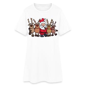 Xmas Weihnachten Weihnachtsmann Hirsch - Frauen T-Shirt-Kleid - Weiß - Vorne