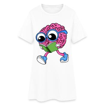 Cerveau en lecture - Robe T-shirt Femme - blanc - Devant