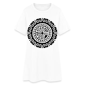 Black flower of Polynesia - Women’s T-Shirt Dress - white - Front