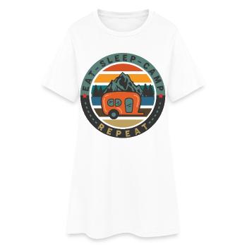Vintage Rétro drôle camping citation Badge Aventure - Robe T-shirt Femme - blanc - Devant