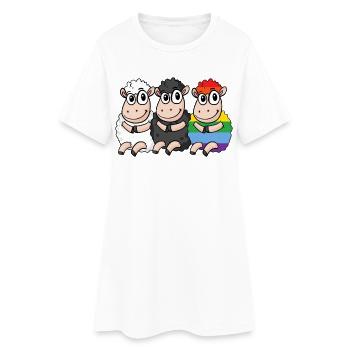 Mouton noir - Mouton arc-en-ciel - Robe T-shirt Femme - blanc - Devant