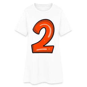 2 rouge - Robe T-shirt Femme - blanc - Devant
