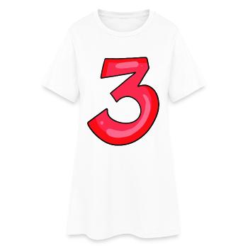 3 rouge - numéro trois - chiffre - Robe T-shirt Femme - blanc - Devant