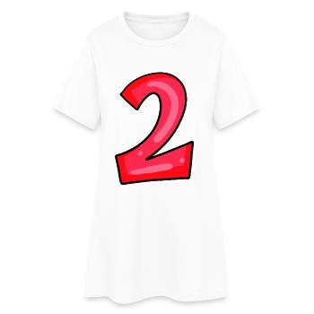 2 rouge - Robe T-shirt Femme - blanc - Devant