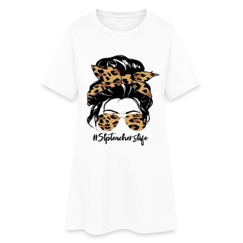 Cheveux en forme de léopard et lunettes de soleil - Robe T-shirt Femme - blanc - Devant