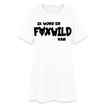 Es macht mich foxwild. Humorhemd, Hoodie * - Frauen T-Shirt-Kleid - Weiß - Vorne