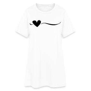Line Heart Black - Women’s T-Shirt Dress - white - Front
