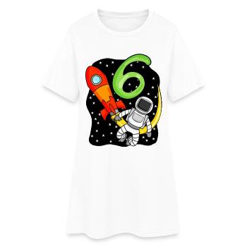 6e anniversaire - 6 ans astronaute cadeau garçons - Robe T-shirt Femme - blanc - Devant