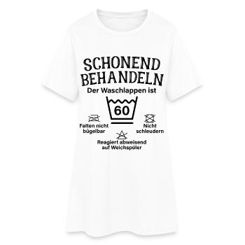 Schonend Behandeln Waschlappen 60. Geburtstag - Frauen T-Shirt-Kleid - Weiß - Vorne